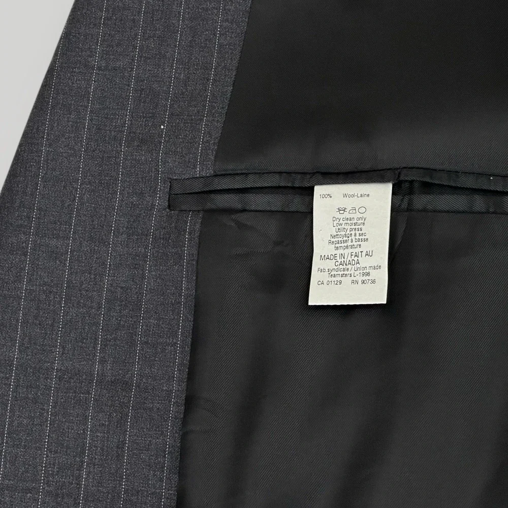 Lauren Ralph Lauren 100%‎ Wool Suit Jacket Men's 50 Reg Gray Pinstripe 2 Button